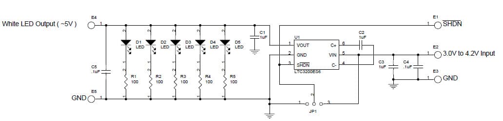 DC336A, Demonstration Board is a White LED Driver Using LTC3200 Low Noise, Constant Frequency, Inductorless DC/DC Converter