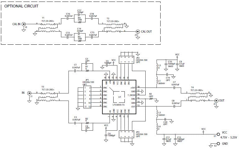 DC2032A, Demo Board using LTC6430-15 high linearity differential RF/IF amplifier/ADC driver