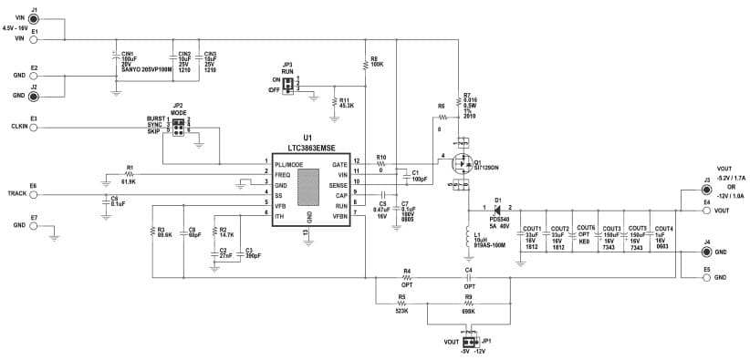 DC1737A, Demonstration Board using LTC3863 inverting DC-DC PMOS controller for automotive and industrial applications