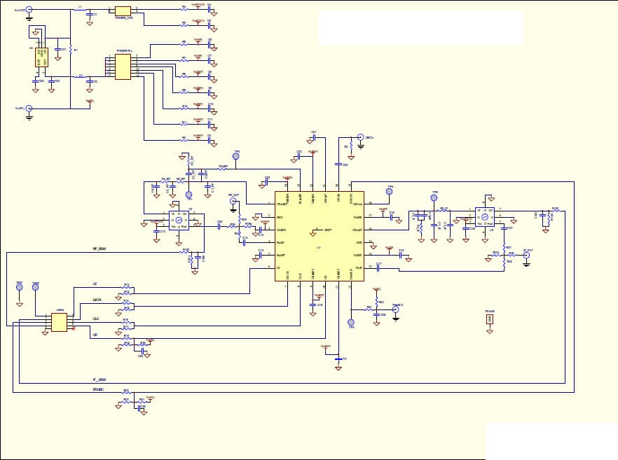 LMX2485E EVAL, Evaluation Board using LMX2485E low power, high performance delta-sigma fractional-N PLL dual frequency synthesizer