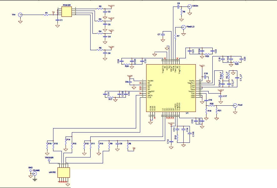 LMX25311226EVAL, Evaluation Board using LMX2531LQ1226E high performance frequency synthesizer system with integrated VCO