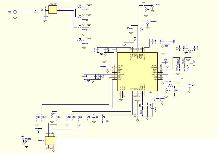 LMX25311515EVAL, Evaluation Board using LMX2531LQ1515E high performance frequency synthesizer system with integrated VCO