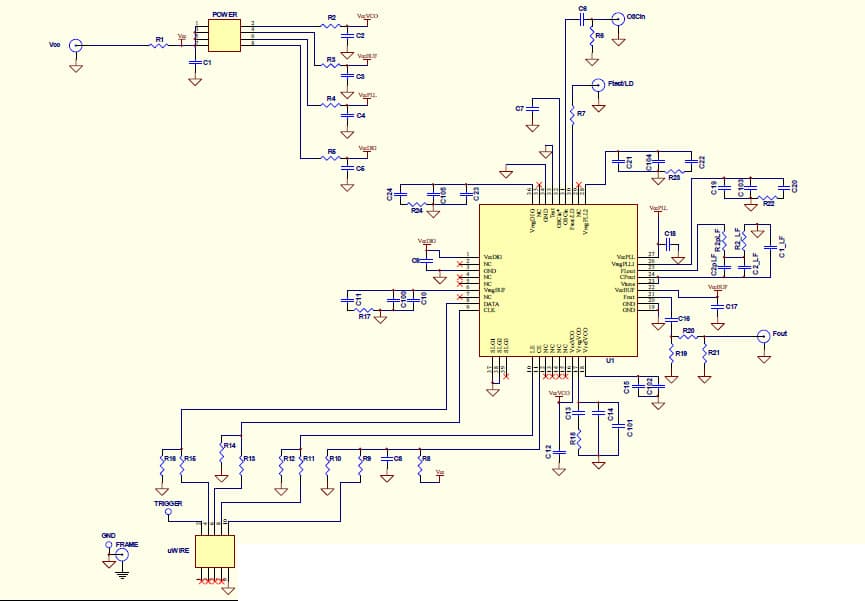 LMX2531LQ1910EFPEB, Evaluation Board using LMX2531LQ1910E high performance frequency synthesizer system with integrated VCO