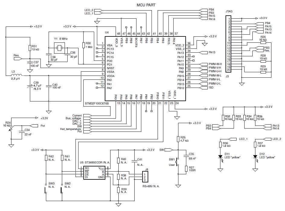 STEVAL-IHM036V1, Demonstration Board featuring the SLLIMM STGIPN3H60 and MCU STM32F100C6T6B Low Power Motor Control