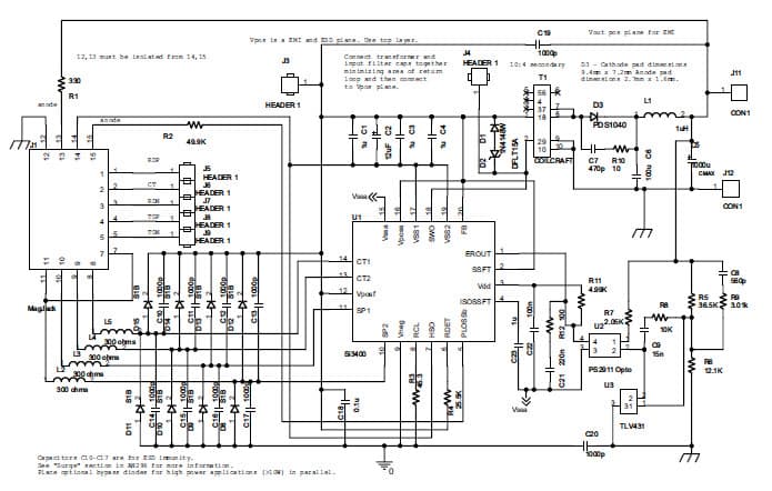 SI3400ISO-EVB, Isolated Evaluation Board for Si3400 Power Over Ethernet Controller