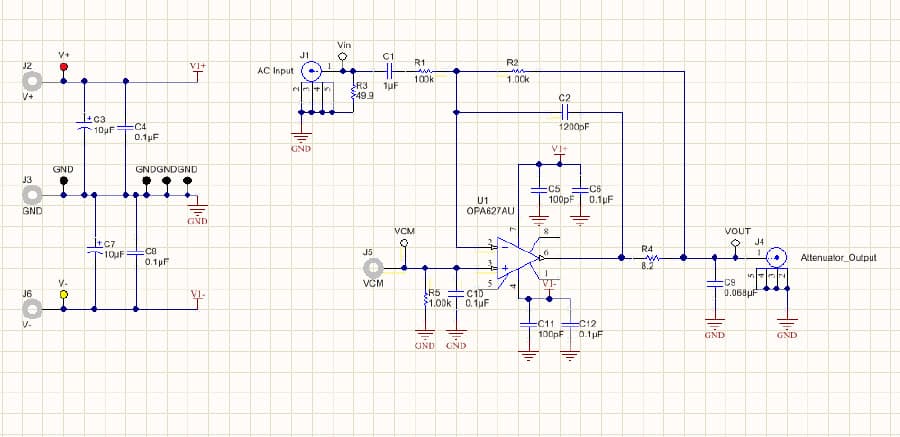 Band-Pass Filtered, Inverting -40 dB Attenuator, 10 Hz-100 kHz, 0.1 dB Error