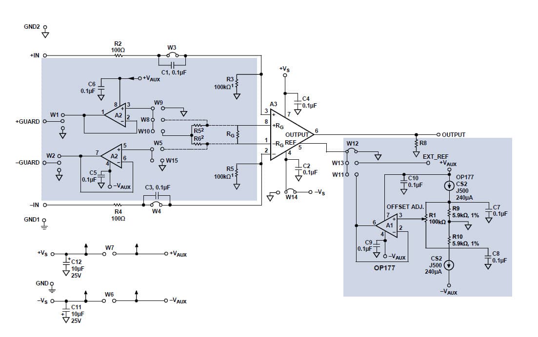 AD623-EVALZ, Evaluation Board using AD623 Single-Supply, Rail-to-Rail, Low Cost Instrumentation Amplifier