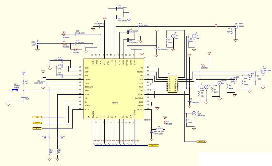 201889218AD9841A, Evaluation Board using AD9841, 10-bit, 20 MSPS serial output Analog to Digital Converter