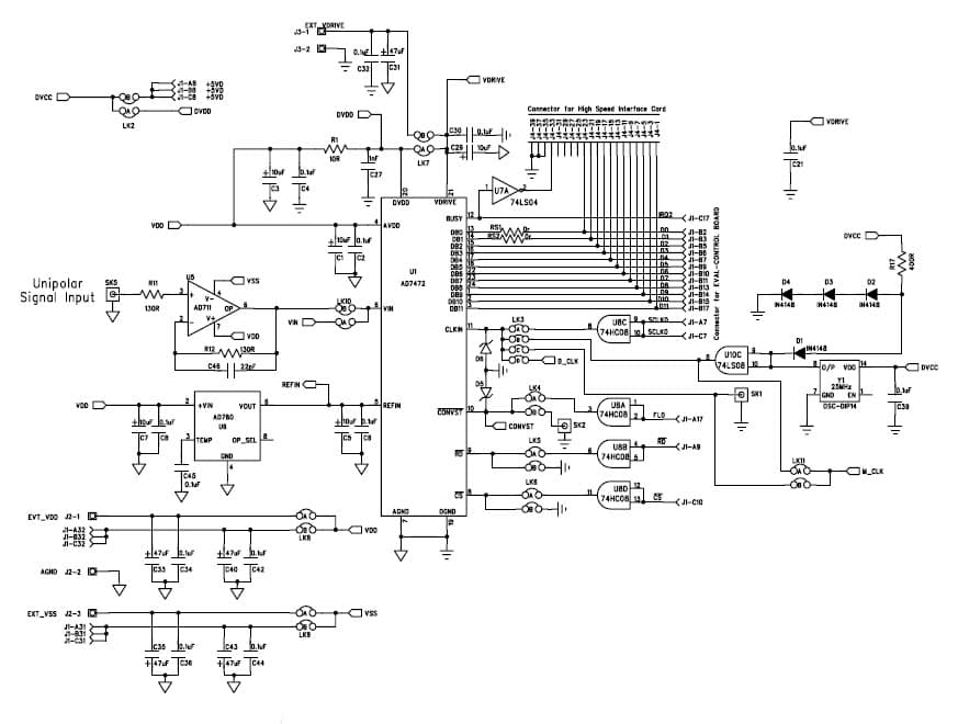 EVAL-AD7470CB, Evaluation Board using AD7470, 10-bit, 1.5 MSPS high speed, low power Analog to Digital Converter