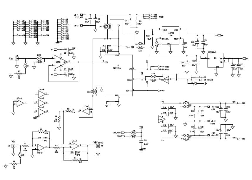 EVAL-AD7476ACB, Evaluation Board using AD7476A, 12-bit, 1 MSPS high speed, low power Analog to Digital Converter