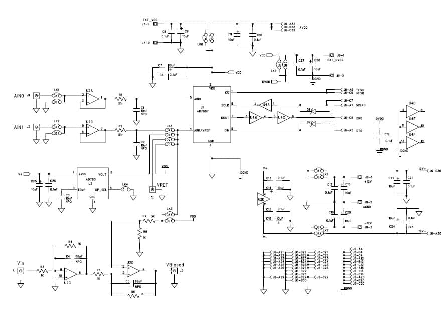 EVAL-AD7887CB, Evaluation Board using AD7887, 125 kSPS, 12-bit, 2-channel micro power Analog to Digital Converter