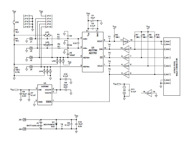 EVAL-AD7790EB, Evaluation Board using AD7790, 16-bit, 120 sps low power sigma delta Analog to Digital Converter