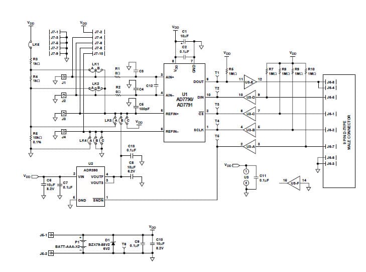 EVAL-AD7791EB, Evaluation Board using AD7791, 24-bit, 120 sps low power sigma delta Analog to Digital Converter