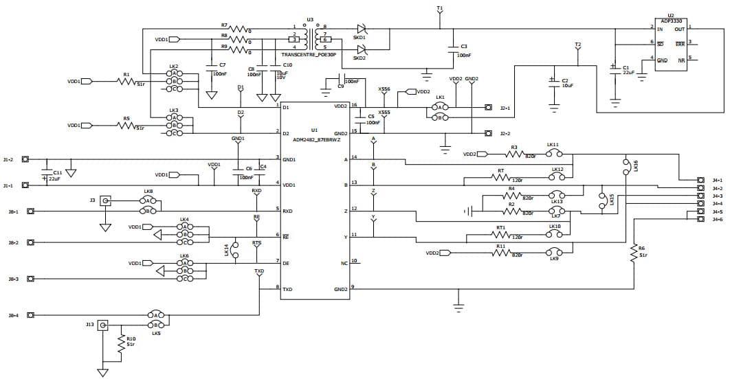 EVAL-ADM2482EEB5Z, Evaluation Board for the ADM2482E Isolated RS-485 Transceiver