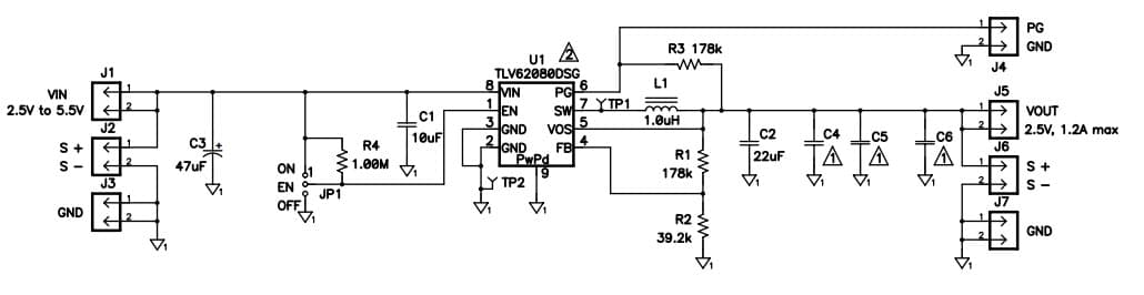 TLV62080EVM-756, Evaluation Module for TLV62080, 1.2-A, High-Efficiency, Step-Down Converter