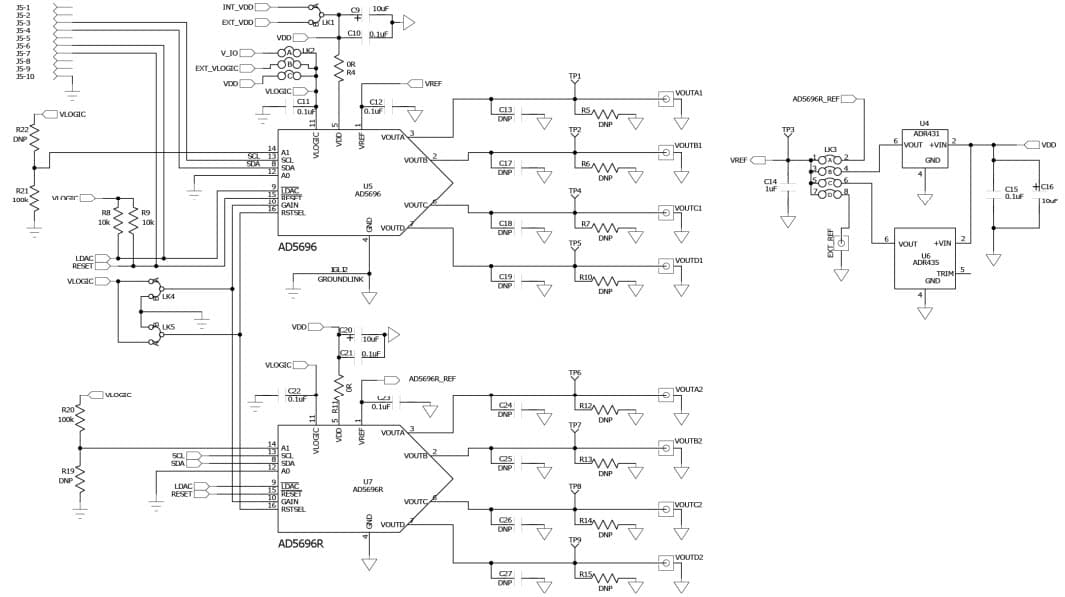 EVAL-AD5697RSDZ, Evaluation Board for AD5676R Dual, 12-Bit, Serial Voltage-Output Digital to Analog Converter