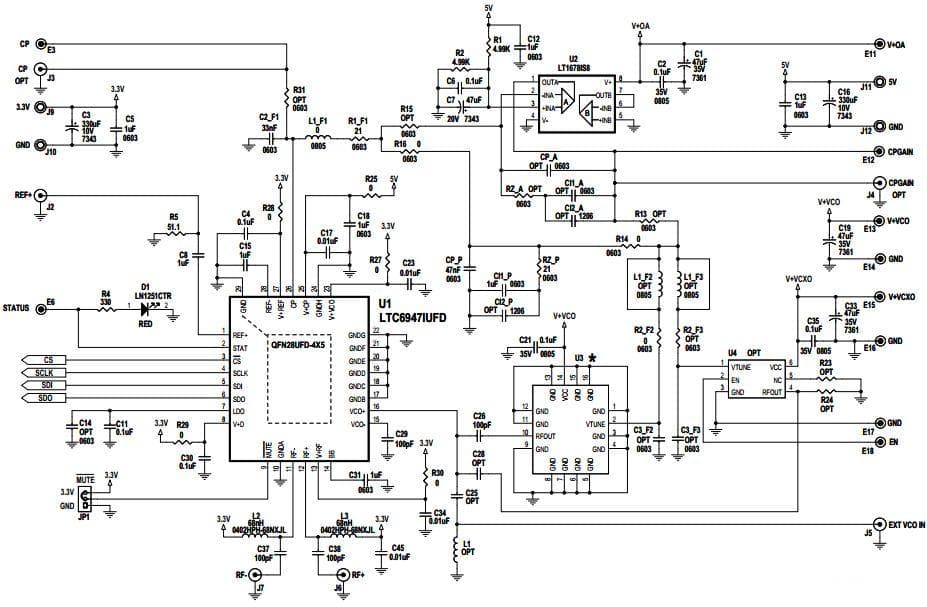 DC1846A-A, Demonstration Board for the LTC6947 Ultra Low Noise and Spurious Fractional-N Synthesizer