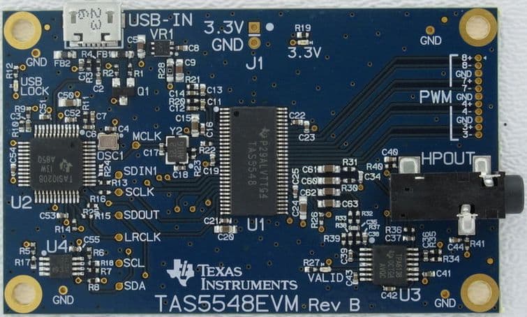 TAS5548EVM, Evaluation Module using TAS5558, 96-KHz PWM Modulator with integrated ASRC and Audio Processor