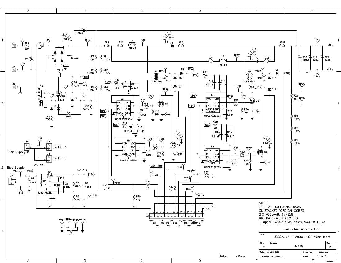 PR779, A 1.2kW Universal Input Interleaved CCM PFC Power Board