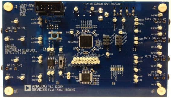 EVAL-ADAU1452MINIZ, Evaluation Board for Evaluating the ADAU1452 SigmaDSP Audio Processor