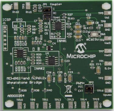 MCP6N11 and MCP6V2x Wheatstone Bridge Reference Design Demo Board