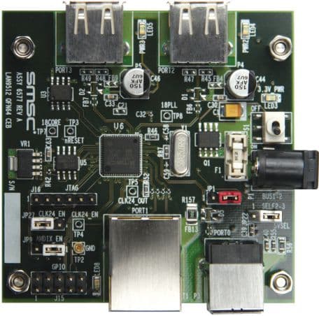 EVB9512, Evaluation Board using the LAN9512 High-Speed USB 2.0 to 10/100 Ethernet Hub Customer