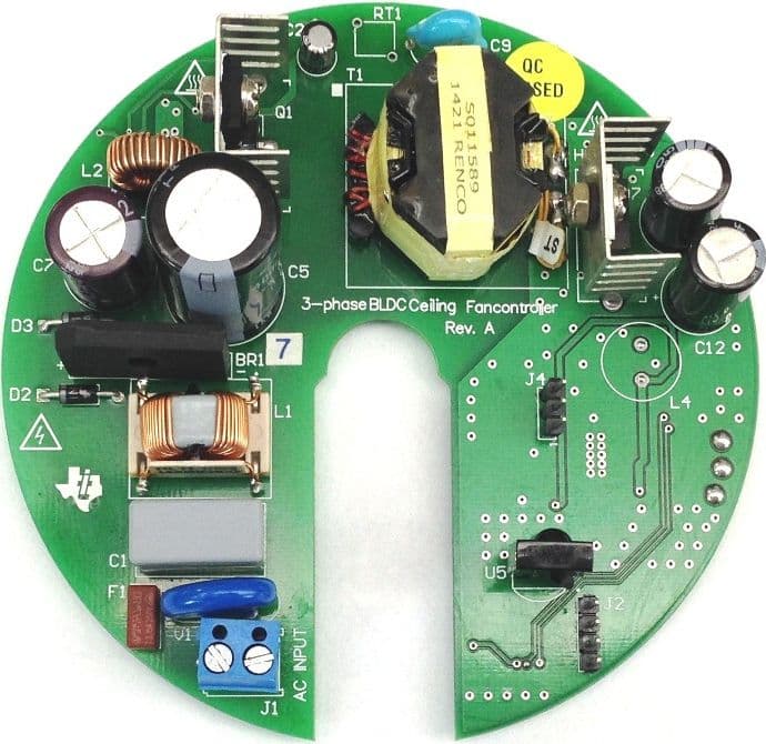 TIDA-00386, BLDC Ceiling Fan Controller Reference Design with Sensorless Sinusoidal Current Control