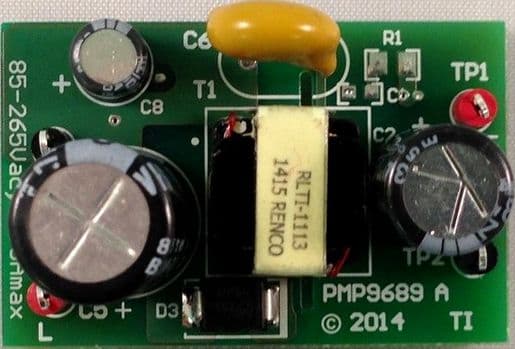 PMP9689, Primary-Side Regulated Flyback with 85-265VAC Input and 5V/0.3A Output Reference Design