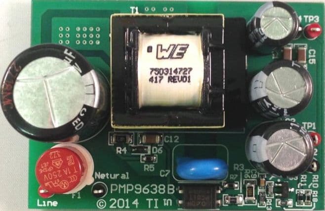 PMP9638, Primary-Side Regulated Flyback with Universal Input (85 to 264Vac), Dual Output 12V/2A and 3.3V/0.5A