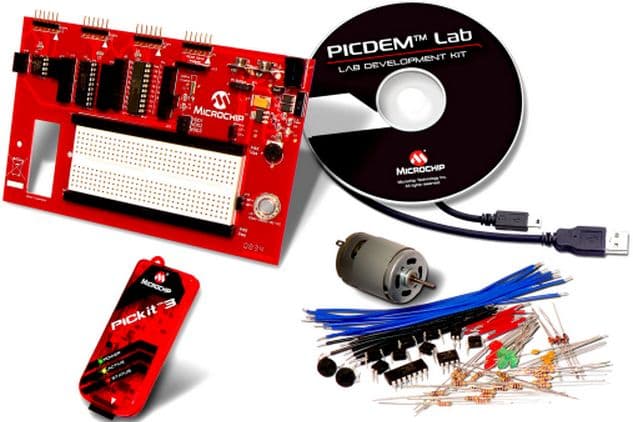 DM163045, PICDEM Lab Development Kit is designed to provide a comprehensive development and learning platform for FLASH-based PIC16F690 MCU