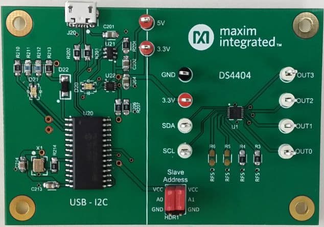 DS4404EVKIT#, Evaluation Kit using DS4404, 4-channel, 5-bit sink/source current digital to analog converter