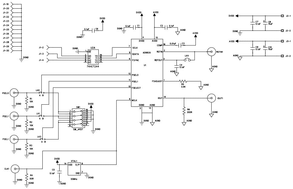 EVAL-AD9835EBZ, Evaluation Board for the AD9835 Direct Digital Synthesizer, Waveform Generator