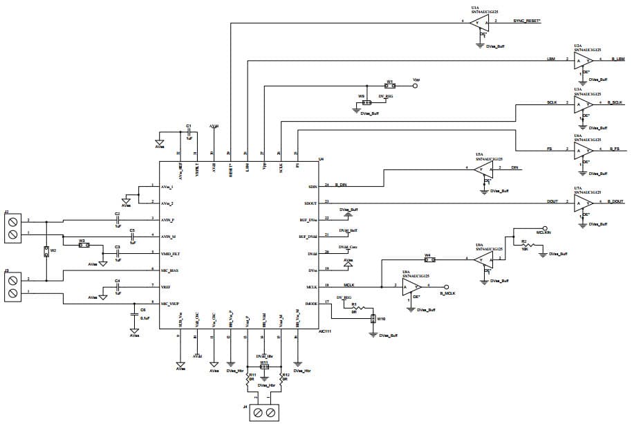 AIC111EVM, Evaluation Board for AIC111 features ADC/DAC, a programmable time-constant PGA/compressor interface