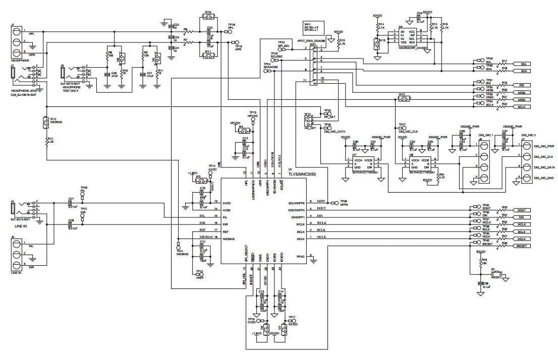 TLV320AIC3253EVM-K, Evaluation Board for TLV320AIC3253 Ultra Low Power Stereo Audio Codec with miniDSP and Stereo Digital Microphone Input