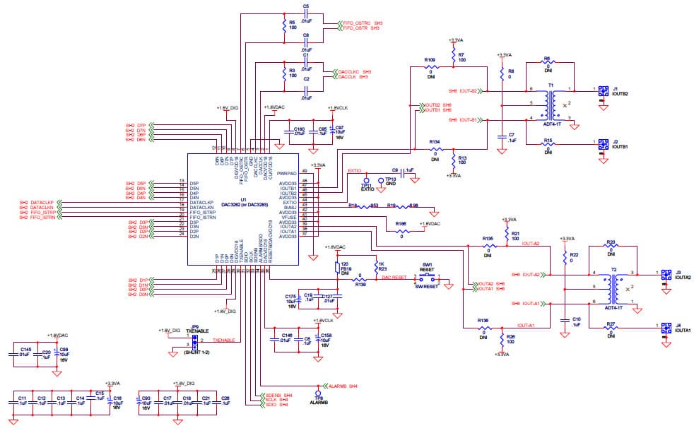 DAC3283EVM, Evaluation Board using DAC3283, 16-Bit, Dual-Channel, 800 MSPS Digital-to-Analog Converter