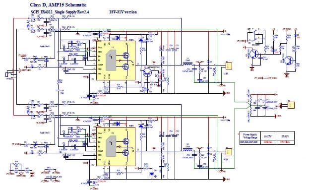 IRAUDAMP15, 2-CH, 35W (4-Ohms) Half-bridge Class-D Audio Power Amplifier with single power supply Using the IR4311