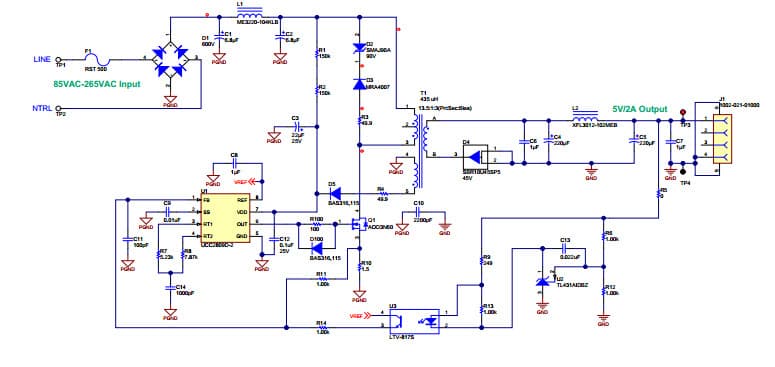 PMP9203, Universal AC Input, 5V/2A USB Adaptor with Fixed Frequency Operation