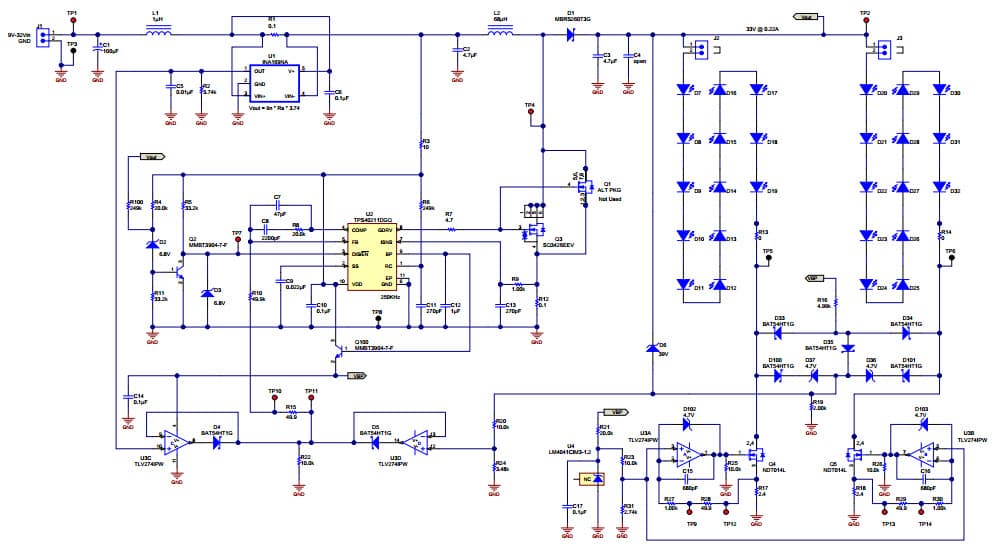 PMP9010, Automotive Range Boost Converter Drives Two Strings of LEDs