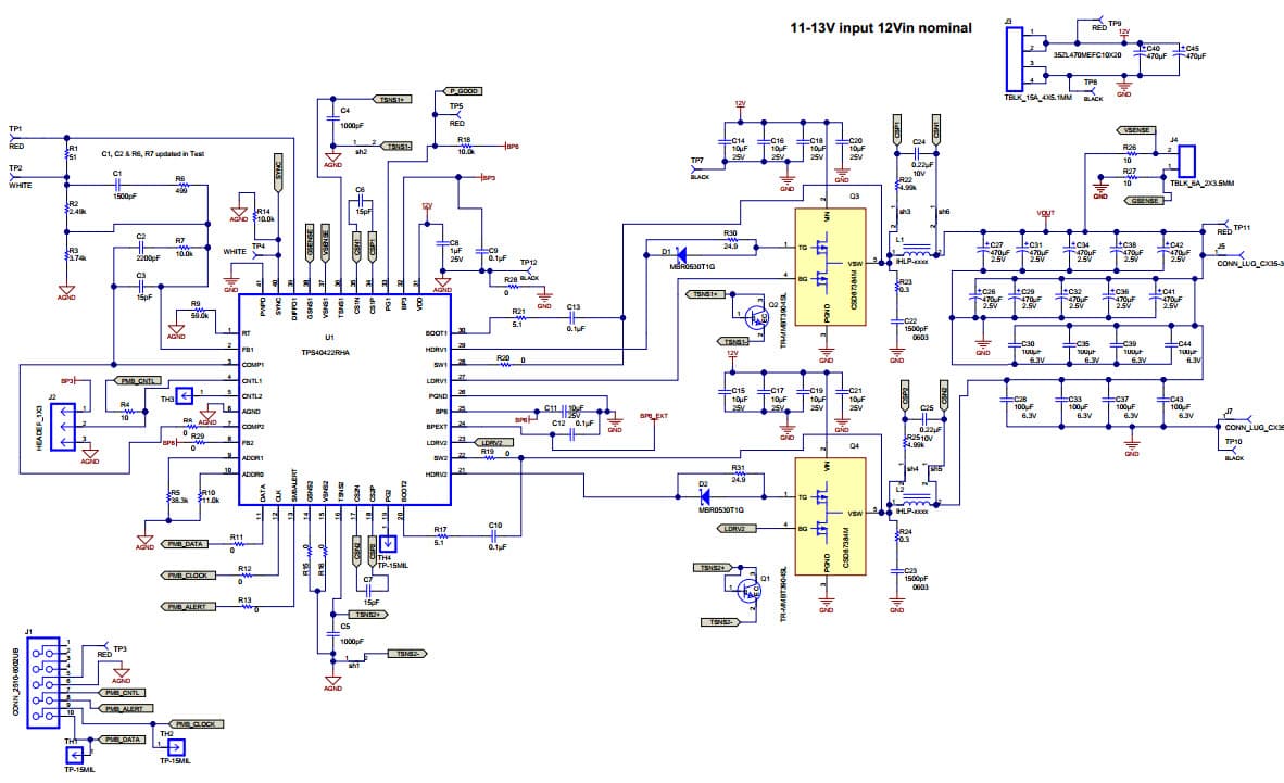 PMP8999, 12Vin, 1V, 50A TPS40422 and Power Block II CSD87384, 2-Phases w/PMBus Interface Reference Design