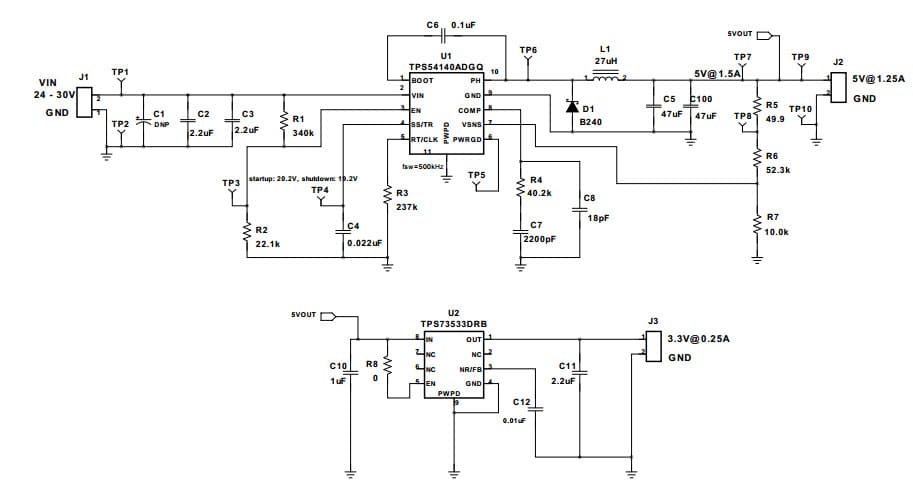 PMP8716, Non-Isolated Buck using TPS54140A w/ input of 24 to 30 VDC 5V@1.25A