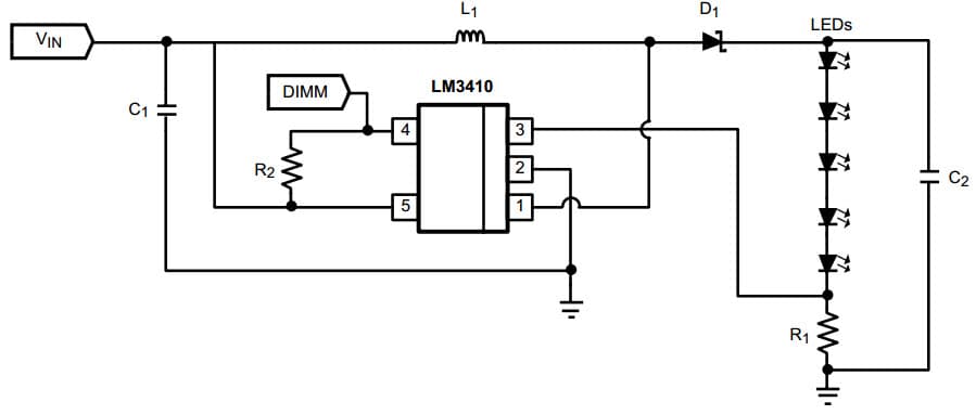 LM3410XMFLEDEV, Demo Board for LM3410X Boost evaluation board, 50 mA, 5 Series LEDs with SOT23 Package