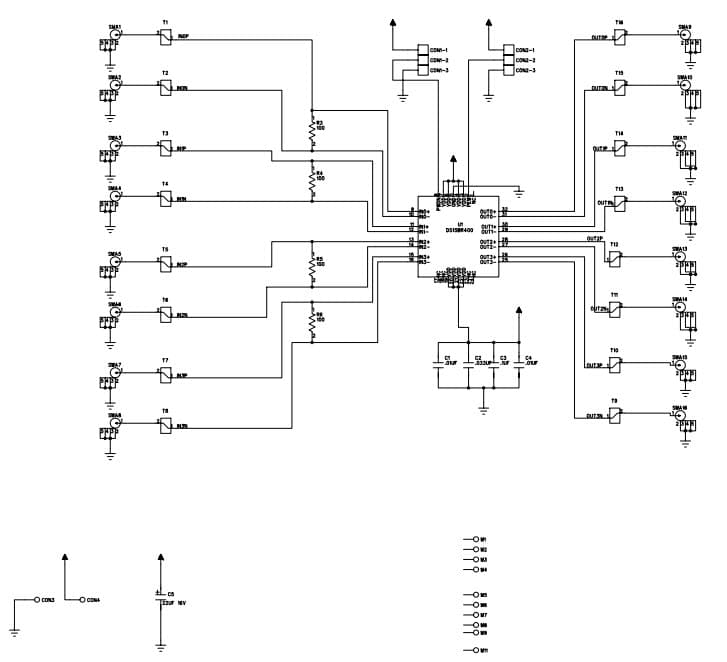 DS15BR400EVK/NOPB, 1.5 Gbps Quad LVDS Buffer Evaluation Board