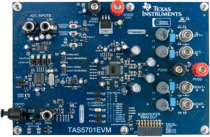 TAS5701EVM, Evaluation Module TAS5701 high performance PWM processor with a class-D audio power amplifier