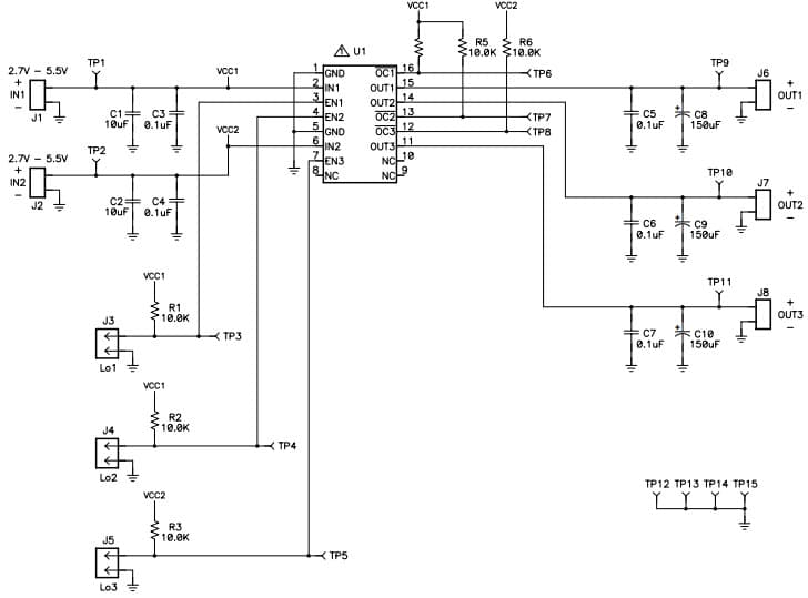 TPS2067EVM-294, Three-Channel, Power-Distribution Switch Evaluation Module