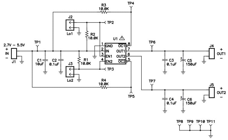 TPS2046BEVM-293, Two-Channel, Power-Distribution Switch Evaluation Module