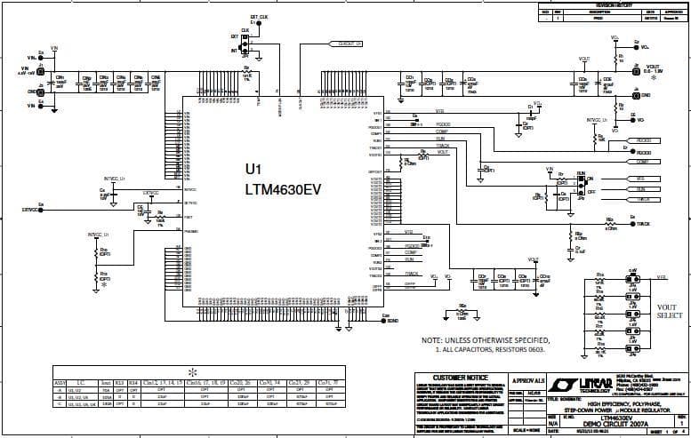 DC2007A-B, Demo Board featuring LTM4630EV High Efficiency, PolyPhase 105A Step-Down Power module Regulator