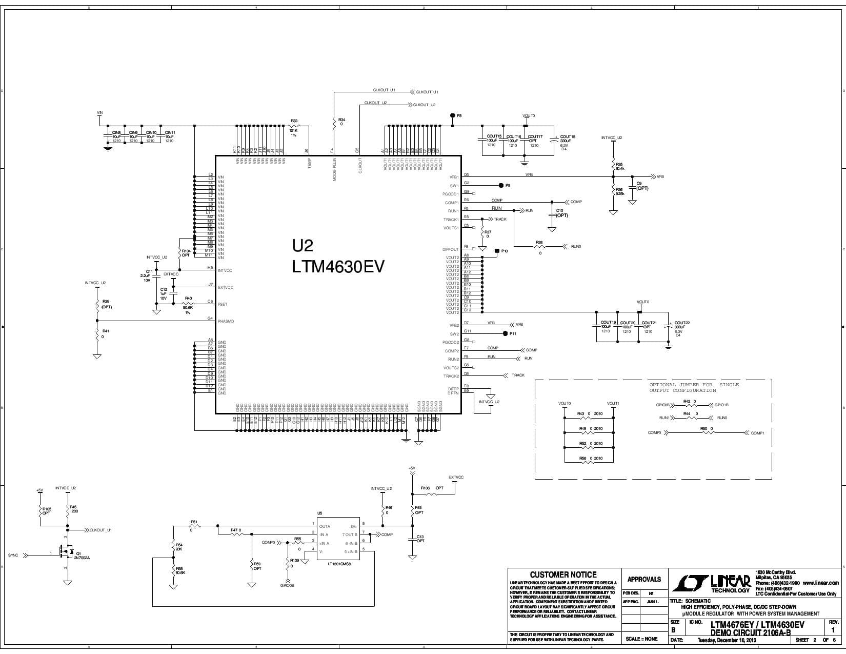 DC2106A-B, Demo Board featuring LTM4676EY High Efficiency, PolyPhase, DC/DC Step-Down module Regulator with PMBUs Power System Management