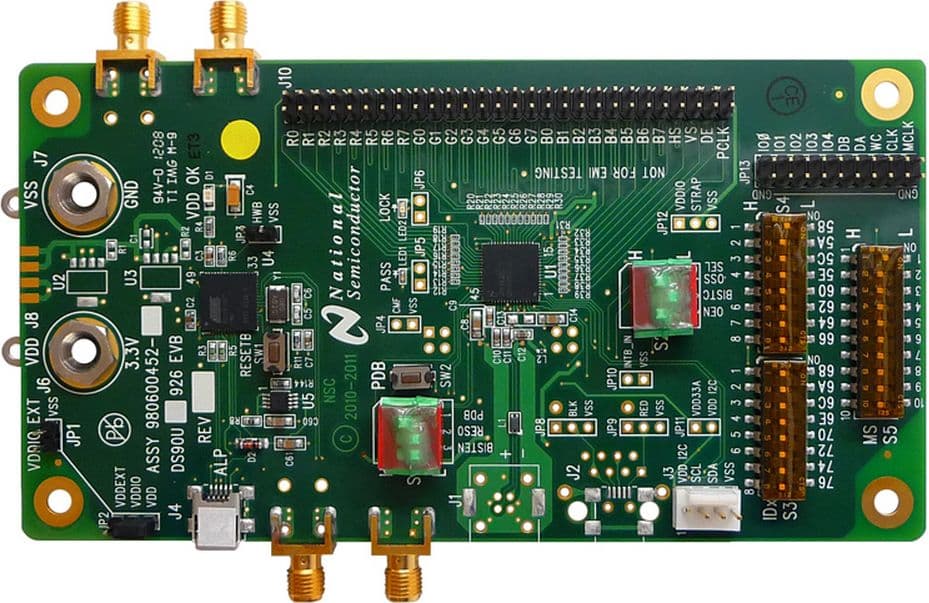 DS90UH926QSEVB/NOPB, Evaluation Module for the DS90UH926Q, 2.975-Gbps FPD-Link III deserializer with HDCP