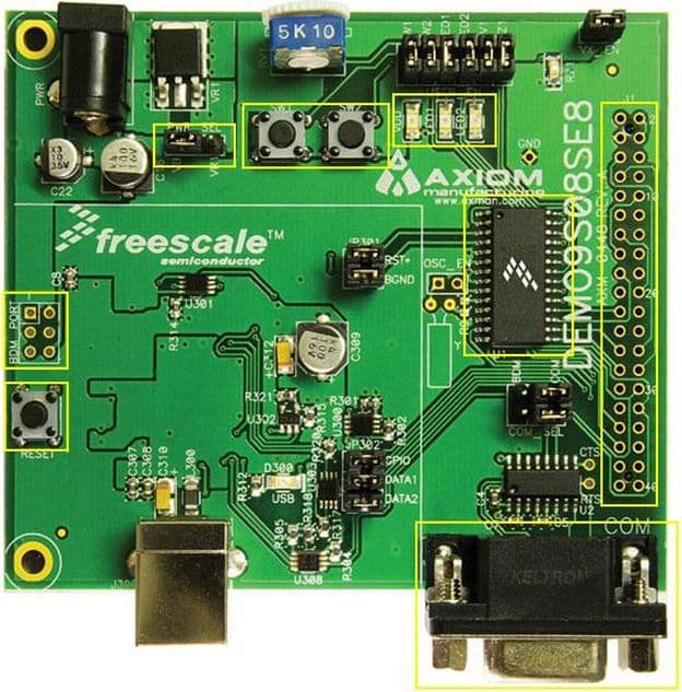 DEMO9S08SE8, SE8 Demonstration Board for the MC9S08SE8, 8-bit Microcontroller