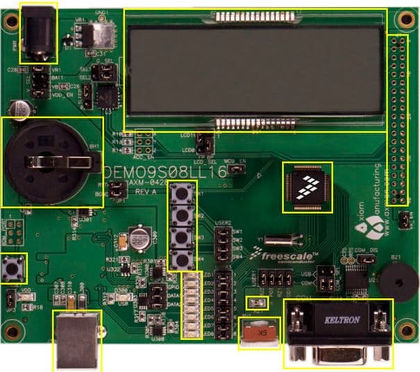 DEMO9S08LL16, S08LL Demonstration Board for the MC9S08LL16, 8-bit Ultra-low-power, LCD microcontroller